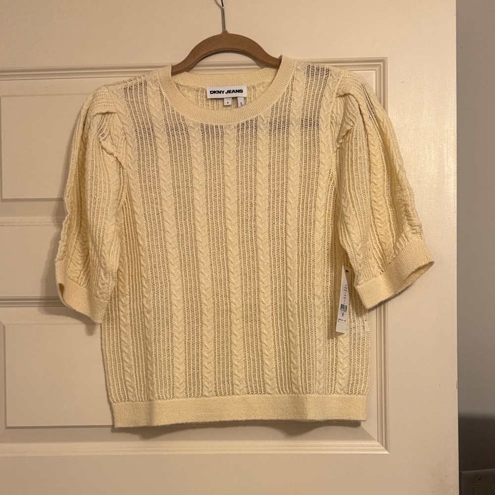 Brand New with Tags DKNY Ivory Cable Knit Top